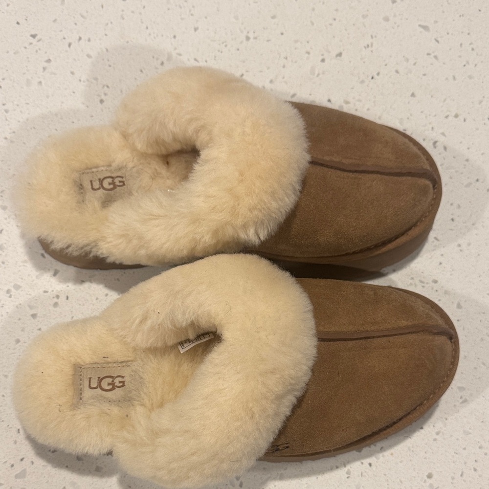 UGG Chestnut Suede Shearling-Lined Slippers